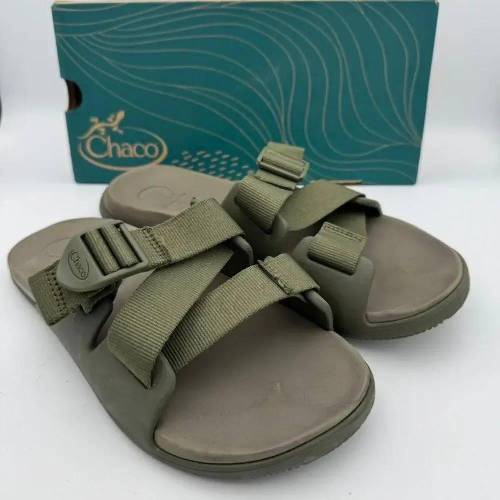 Chaco Chillos Slide Fossil Olive Green Men’s Size 7 Adjustable Comfort Sandals